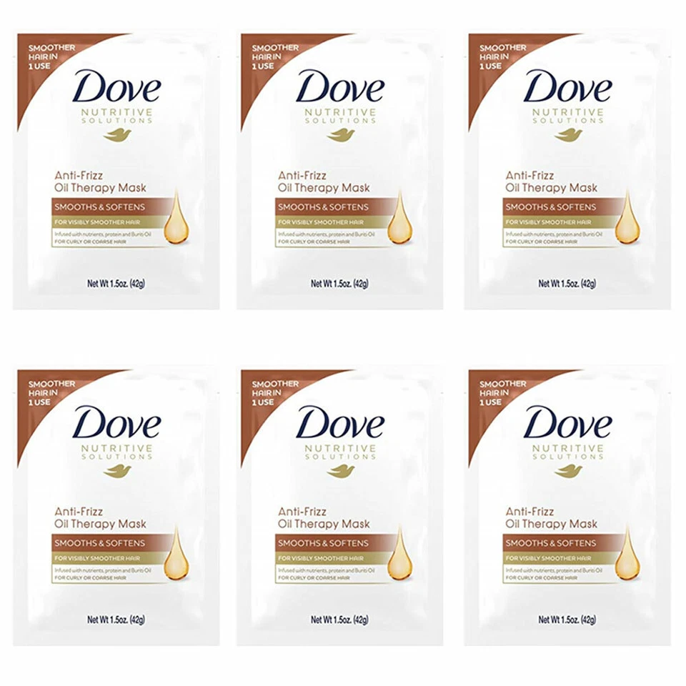 Pack of (6) New Dove Anti-Frizz Oil Smooth Hair Mask, 1.5 oz - Image 1 of 3