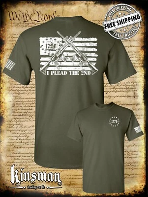 Camiseta I Plead The 2nd Amendment Pro-Gun / Derechos de Armas de Fuego Bandera Americana 1776 2A Foto 1 de 3