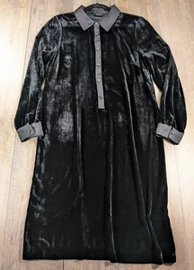 Abito Talbots donna medio nero velluto velluto manica lunga preppy glam nuovo con etichetta - Foto 1 di 11