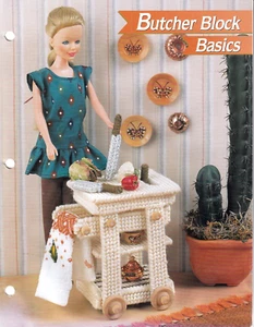 Fashion Doll Plastic Canvas BUTCHER BLOCK BASICS Dollhouse Furniture Pattern - Picture 1 of 2