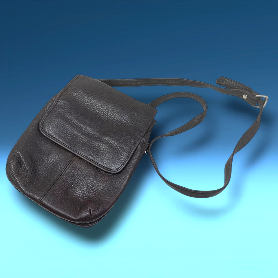 Bolsa tiracolo vintage Y2K Ellington marrom couro pebbled bolsa organizadora de viagem - Imagem 1 de 4