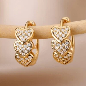 0.60 CT Lab Grown Diamond 925 Silver Heart Huggie Hoop Earrings For Valentines - Picture 1 of 7