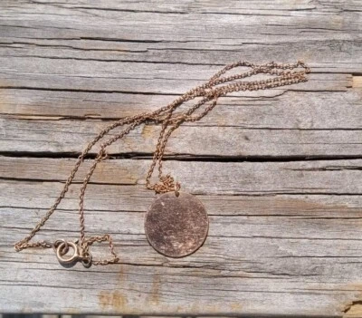 14k gf Blank Charm With 18" Chain GF 1/20 14k Gold Fill Vintage Estate Jewelry - Image 1 of 4