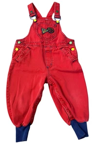 Vintage Gymboree Red Overalls Size Small 90s Colorblock READ - Picture 1 of 9