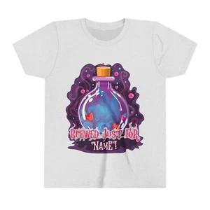 Brewed Just for You Funny Spooky Season Halloween Youth Short Sleeve T-Shirt - Picture 1 of 29