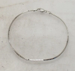 7"  Venetian Square Box Chain Bracelet Lobster Clasp Real Solid 14K White Gold - Picture 1 of 5