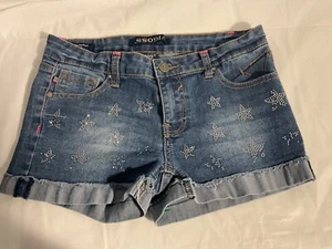 Girls Vigoss blue denim STARS The Thompson shorts Cuffed Size 16 #24 - Picture 1 of 4