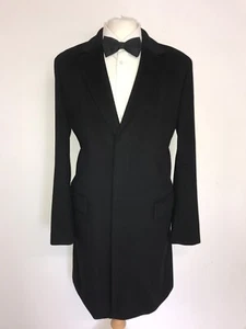 HUGO BOSS - Mens Long BLACK WOOL & CASHMERE COAT - UK 42 Reg - GORGEOUS - Picture 1 of 10