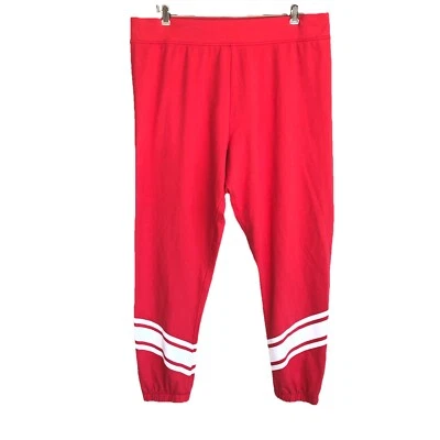 J Crew Factory XL 码慢跑裤带条纹珊瑚色粉色/白色 — 第 1/4 张图片