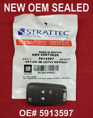 NEW OEM 5913597 20873620 Chevrolet Logo Switchblade Flip Key Remote 4 Button Foto 1 de 4