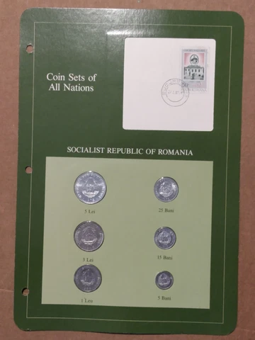1966 To 1982 ROMANIA  (6 COINS UNC) COIN SET OF ALL NATIONS CARD IS HOLED Cover