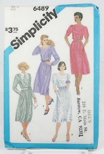 Vestido Simplicity 6489 Patrón de Costura Fácil Coser Escote Manga Variación Talla 12 - Imagen 1 de 3