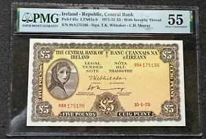 1975. IRELAND 5 Pounds P-65c PMG 55 - Picture 1 of 2