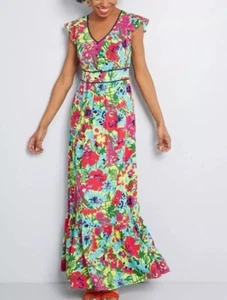 Maxi Vestido ModCloth Eyes On You Brillante Floral Para Mujer Talla Grande Nuevo - Imagen 1 de 23