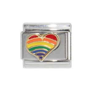 Dije italiano esmaltado corazón arco iris 9 mm - se adapta a pulseras italianas clásicas de 9 mm - Imagen 1 de 1
