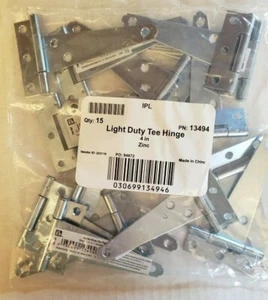 15 Hinges - 4" Light Duty Tee Hinges - Zinc Plated Steel - FREE SHIPPING - Picture 1 of 3
