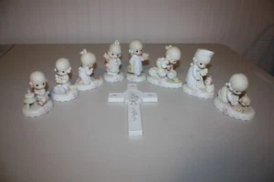 Precious Moments lot of figurines 1995-1996 series 1-8 + Cross - Picture 1 of 4