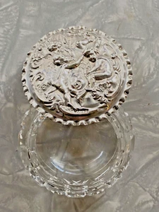 Antique JD/WD James Deakin & Sons Sterling Silver Cut Glass Trinket Box - Picture 1 of 12