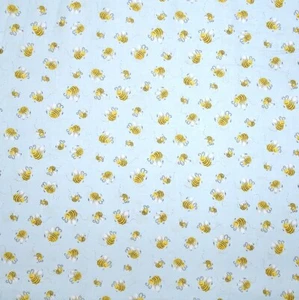 Susybee Fabric - Buzzing Bee Toss on Blue - Hamil Textiles YARD - Picture 1 of 1