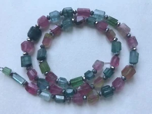 125ct Gem GradeMuliti color Hand polished Faceted Afghan Tourmaline Beads string - Picture 1 of 4