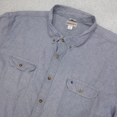 Рубашка мужская Carhartt 4XL синяя свободного покроя с коротким рукавом рабочая одежда на пуговицах - Изображение 1 из 4