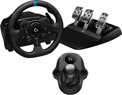 Logitech G923 Racing Wheel & Pedals + Shifter Bundle for PS5, PS4 and PC
