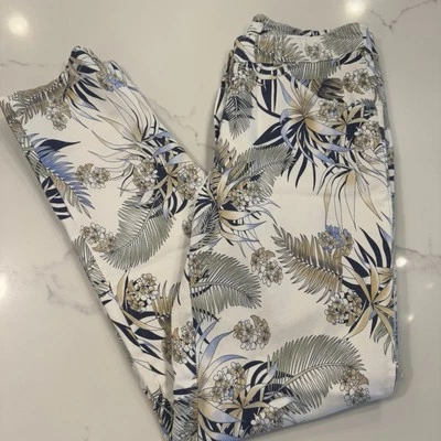 Gigi Moda Tropical Print Floral Palm Leaf White Pants Made in Italy Size S - Image 1 of 4
