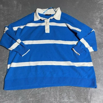 Suéter Polo Lane Bryant Rayas Mujer 26 28 Azul Blanco Rayas Academia Acogedor Foto 1 de 4