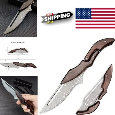 Compact Tactical Knife 3.7 Inch Damascus Blade Lightweight for Everyday Carry - Image 1 of 4