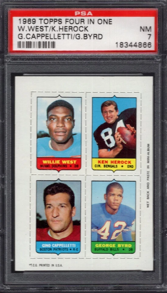 1969 Topps Four in One  WEST / HEROCK / Gino CAPPELLETTI / BYRD  PSA 7 NM - Image 1 of 1