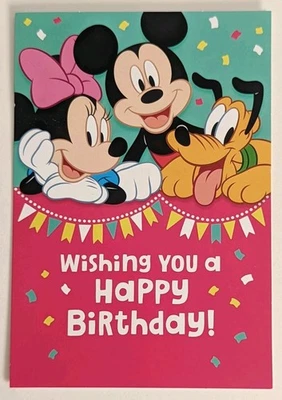 Happy Birthday Greeting Card. Mickey And Minnie Mouse (+ Envelope 5x7") - Image 1 of 4