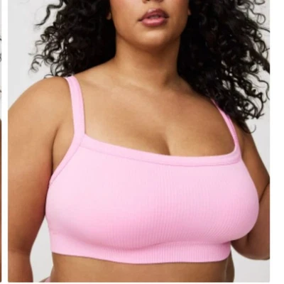 Torrid 3X Pink Seamless Rib Bralette Scoop Neck - Image 1 of 4