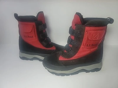 LL BEAN 05467 Rojo Negro Gamuza Lona Aislado Cordones Botas de Invierno Talla 5 Niños Foto 1 de 4
