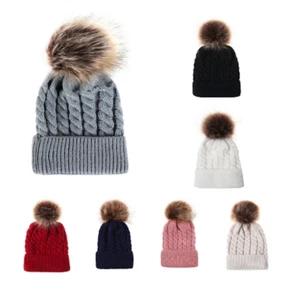 (1pc or 2pcs)Baby Winter Warm Knit Hat Infant Toddler Kid Crochet Fur Beanie Cap - Picture 1 of 12