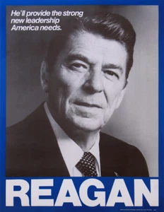 1976 Ronald Reagan STRONG NEW LEADERSHIP Primary Campaign Poster - Bild 1 von 2