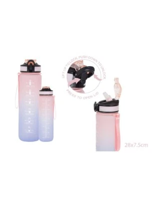 RSW INTERNATIONAL Sport Trinkflasche 1 Liter rosa/lavendel Maßmarkierungen, Griff, personalisieren