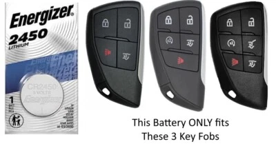 Smart Key Fob Battery CR2450 for Chevrolet Corvette Silverado Suburban Tahoe - Image 1 of 2