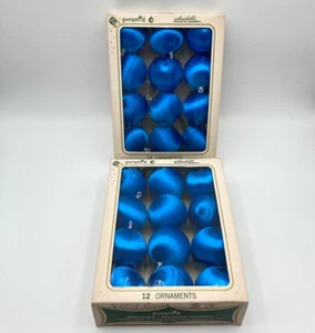 De Colección Pirámide Satén Brillo Bola Navidad Adornos Azul 24 Unidades - Imagen 1 de 6