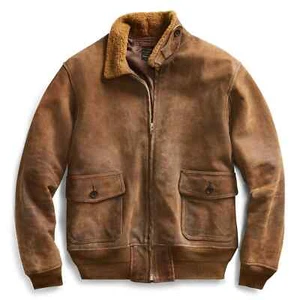 RRL Ralph Lauren Shearling Roughout Leather Jacket Moto Coat Men's M Medium - Picture 1 of 1