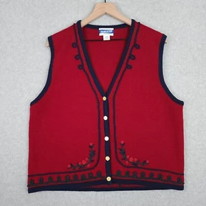 Pendleton Vest Womens 1X Wool Knit Cardigan Sweater Floral Cottagecore Classic - Picture 1 of 9