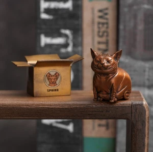 Vintage Bronze Sphynx Cat Figurine, Cat with Box Tabletop Decor, Cat Lover Gifts - Picture 1 of 11