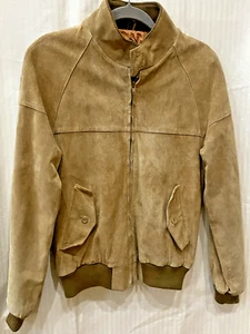 Vintage Brooks Brothers Jacket Boys XL Borwn Suede Full Zip - Picture 1 of 11