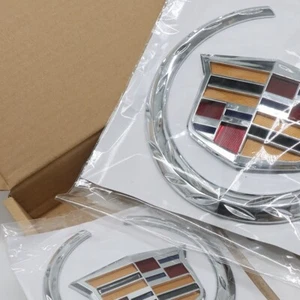 CHROME Front Grille Badge & Rear Trunk Lid DECAL For ATS CTS STS Emblem - Picture 1 of 4