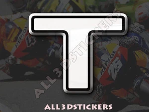 3D Stickers Resin Domed LETTER T - Color White - 75 mm(3 inches) Adhesive Decal - Picture 1 of 1
