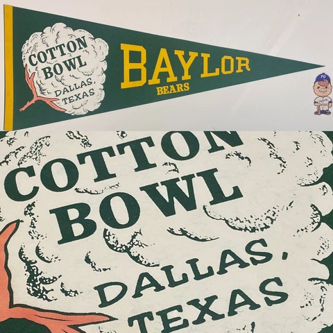 1980s Texas Baylor Bears Waco University Pennant 12x30 Football Cotton Bowl Cover