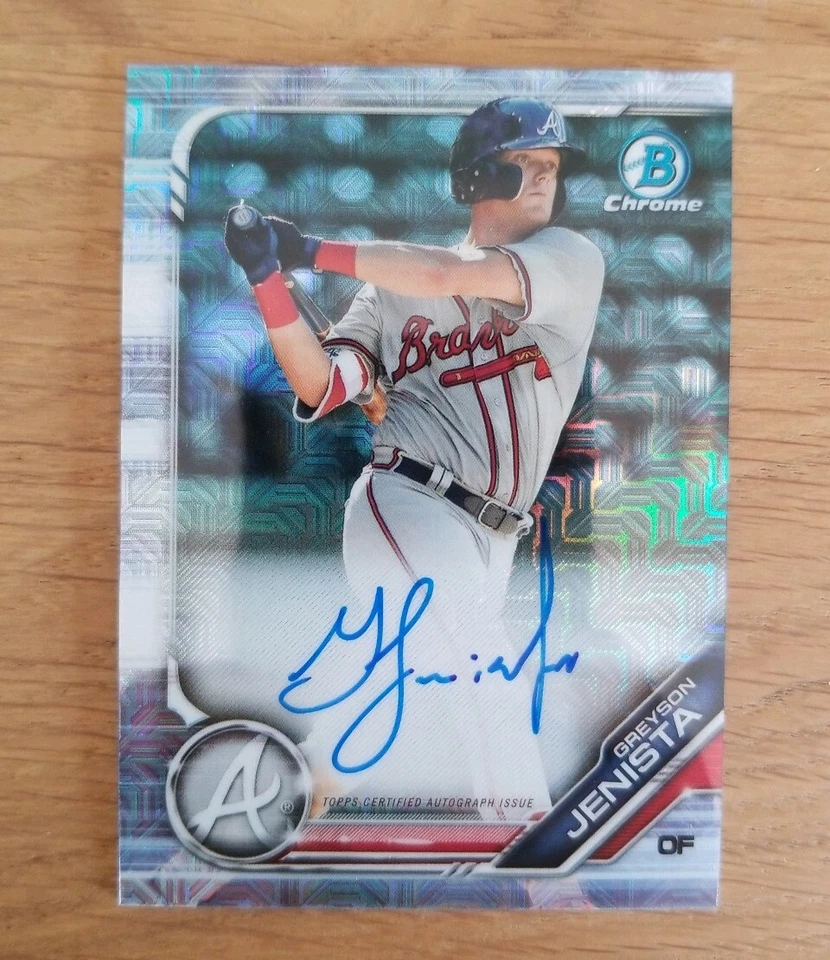 GREYSON JENISTA 2019 Bowman Chrome MEGA BOX MOJO Refractor Auto Braves - Image 1 of 2