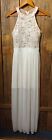Morgan & Co Prom Wedding Dress Size 7/8 flower lace  Off-white Color