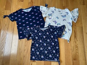 3 x Girls Size M 7/8 Ruffle Sleeves Butterfly Heart Unicorn T-Shirt Bundle - Picture 1 of 7