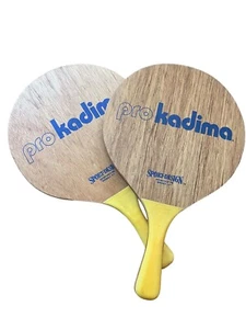 Prokadima Pro Kadima Wooden Raquetball Beach Game Paddles Rubber Grip Handles - Picture 1 of 11