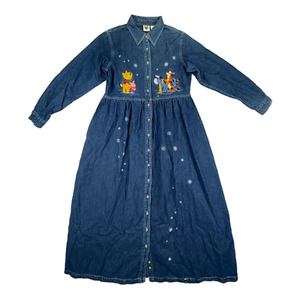 Vestido de mezclilla vintage para mujer talla L de Disney Winnie the Pooh 100 % algodón - Imagen 1 de 8